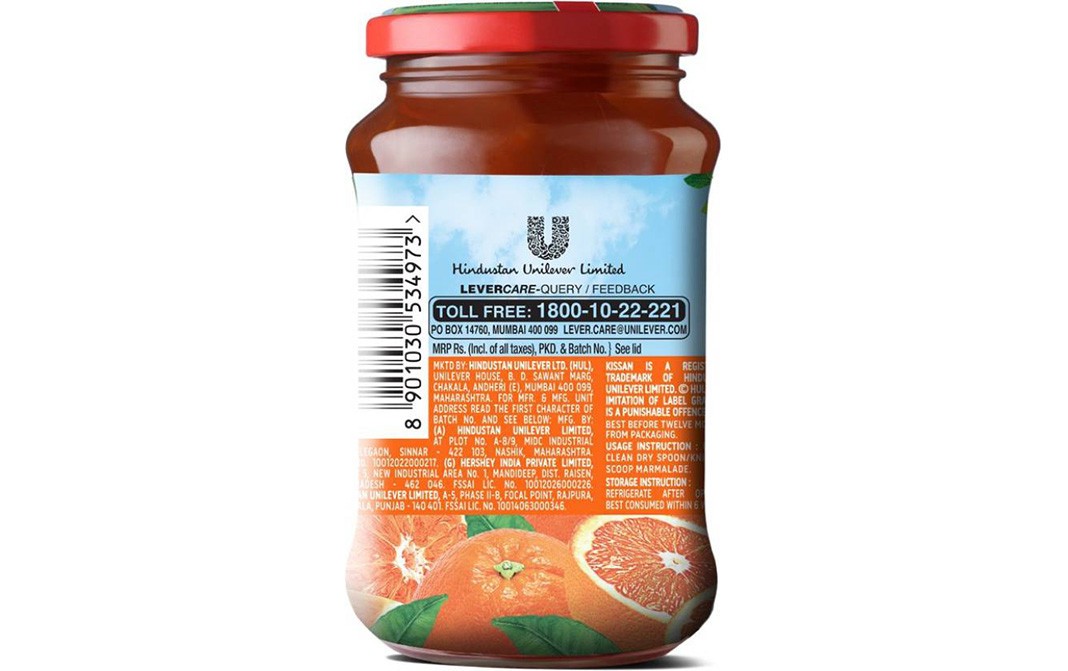 Kissan Orange Marmalade Jam    Glass Jar  500 grams
